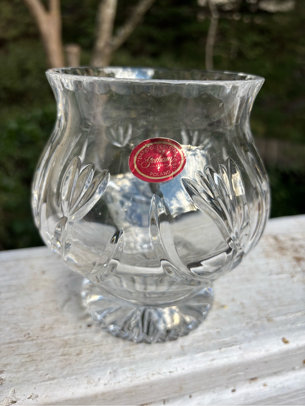 Gorham Lead Crystal Pedestal Vase or Votive Holder Mint Condition
